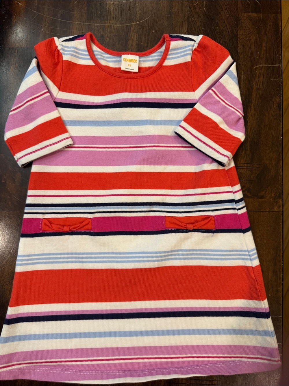 Gymboree Coral, Pink & White Striped Knit Dress